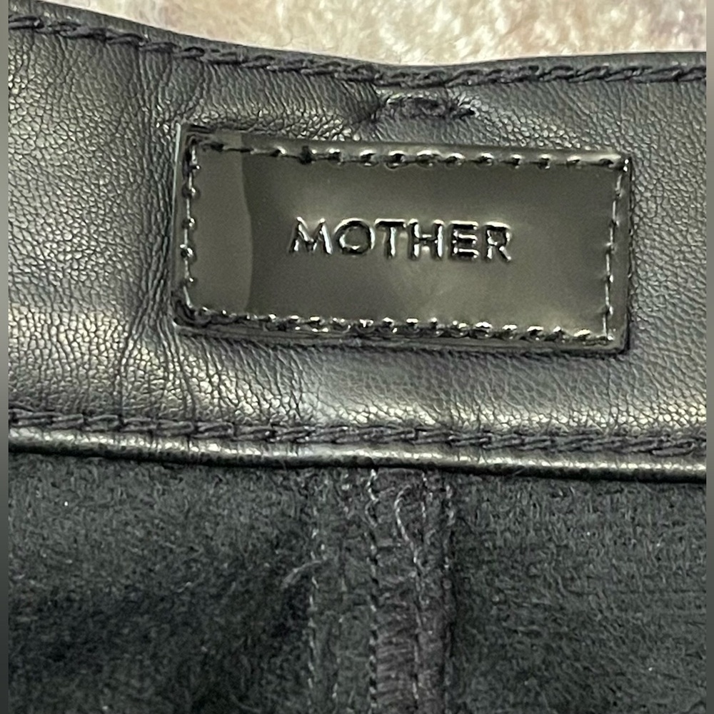 MOTHER NWT Vegan Leather Pants High-Waisted Rider Ankle Black Size 33 (16) - Picture 7 of 13